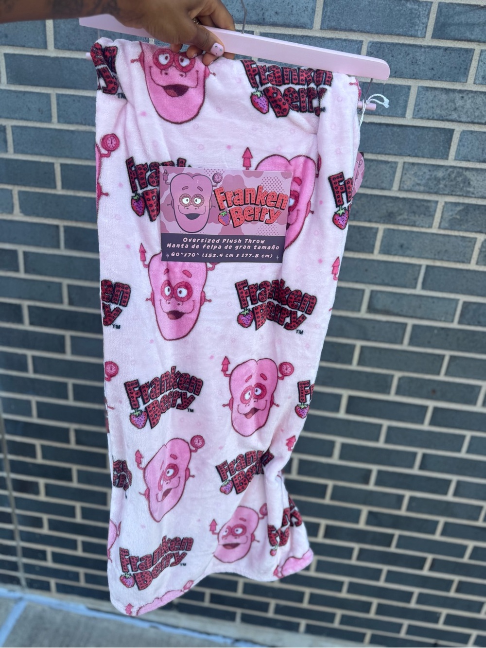 Franken Berry Pink Plush Throw Blanket